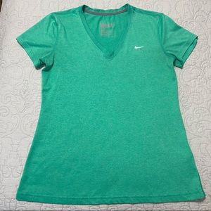 Nike V neck drifit shirt green size M